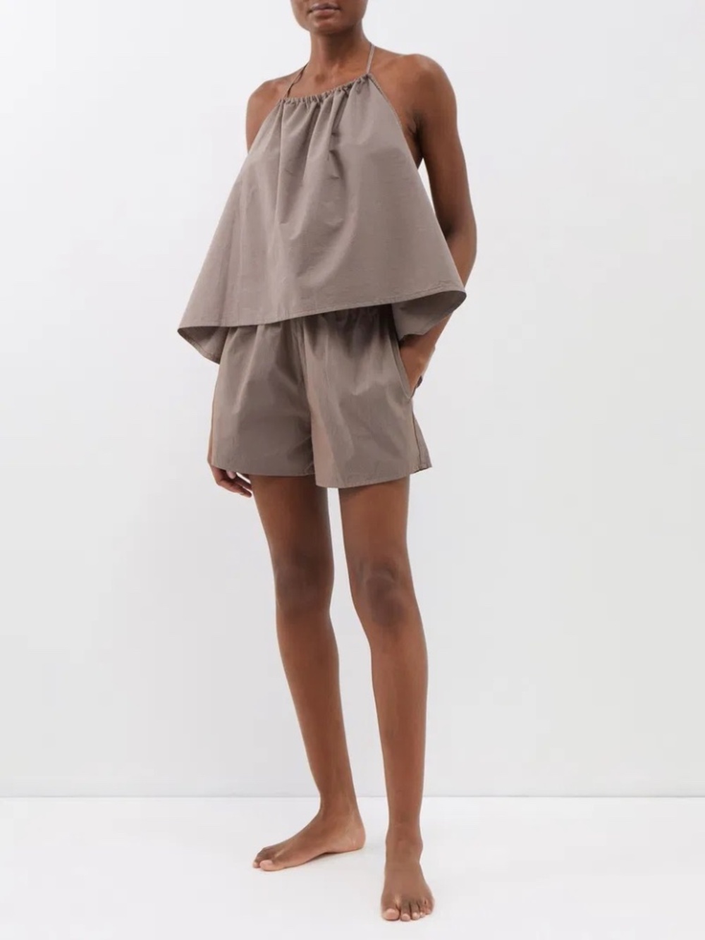 Deiji Studios cotton stripped "pajama" to streetwear halter/short set- size M - Picture 8 of 14